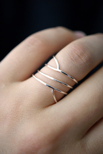 Large Curved Wraparound Ring, Sterling Silver
