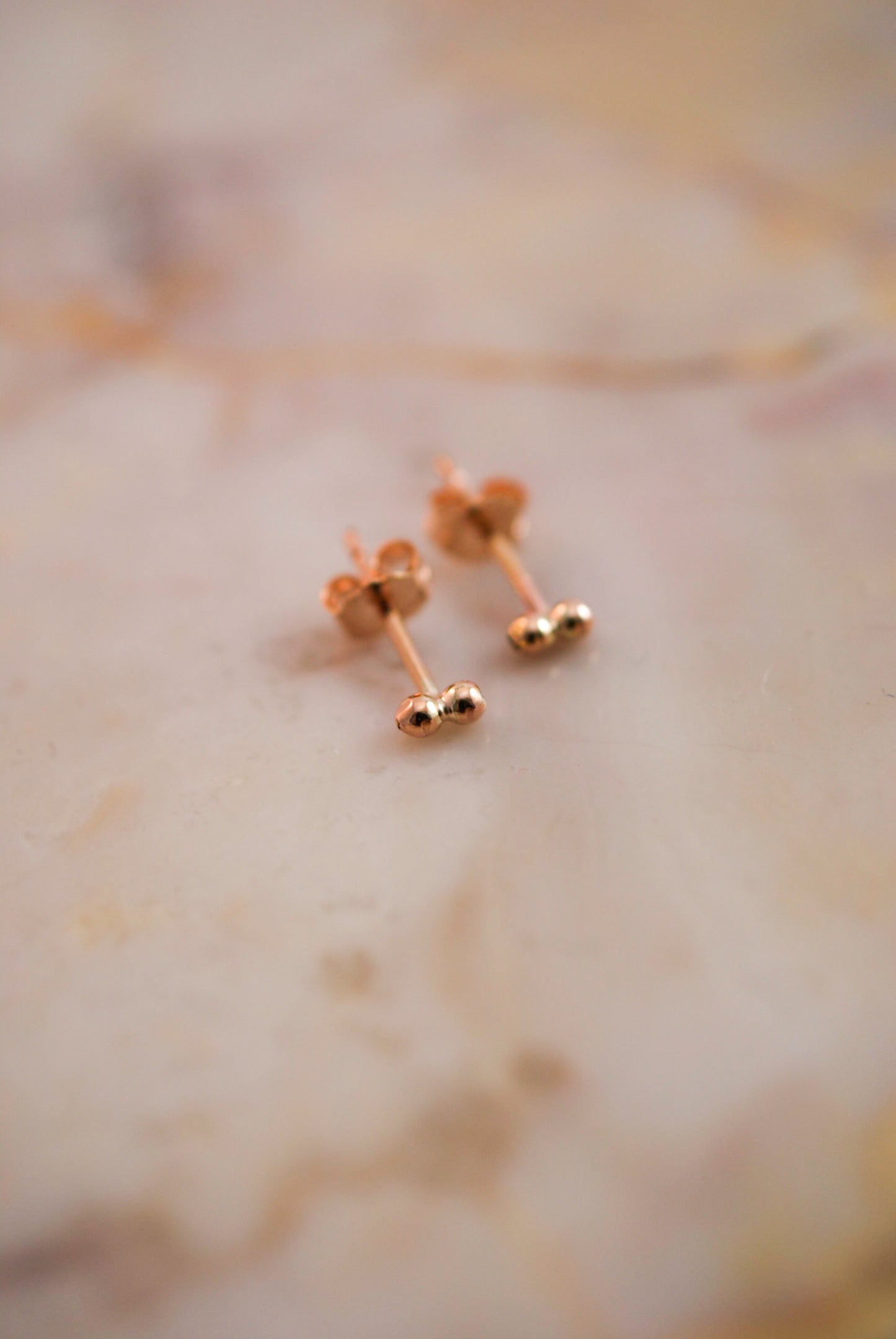 Tiny Bead Bar Stud Earrings, Gold Fill, Rose Gold Fill, or Sterling Silver