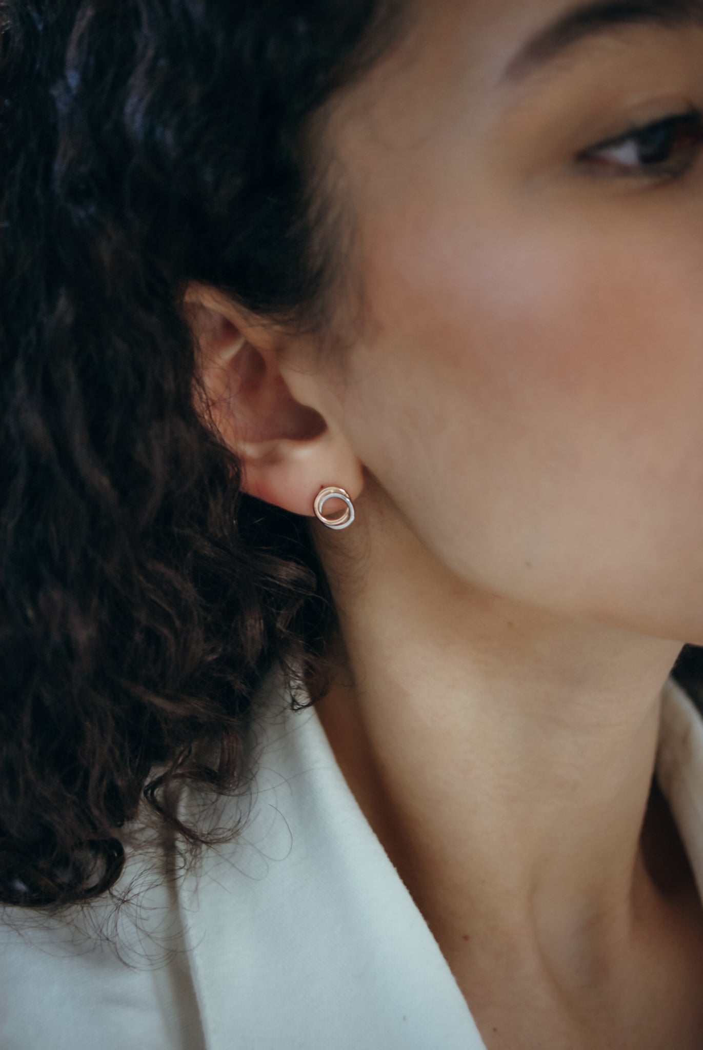 Interlocking Stud Earrings, Gold Fill, Rose Gold Fill or Sterling Silver
