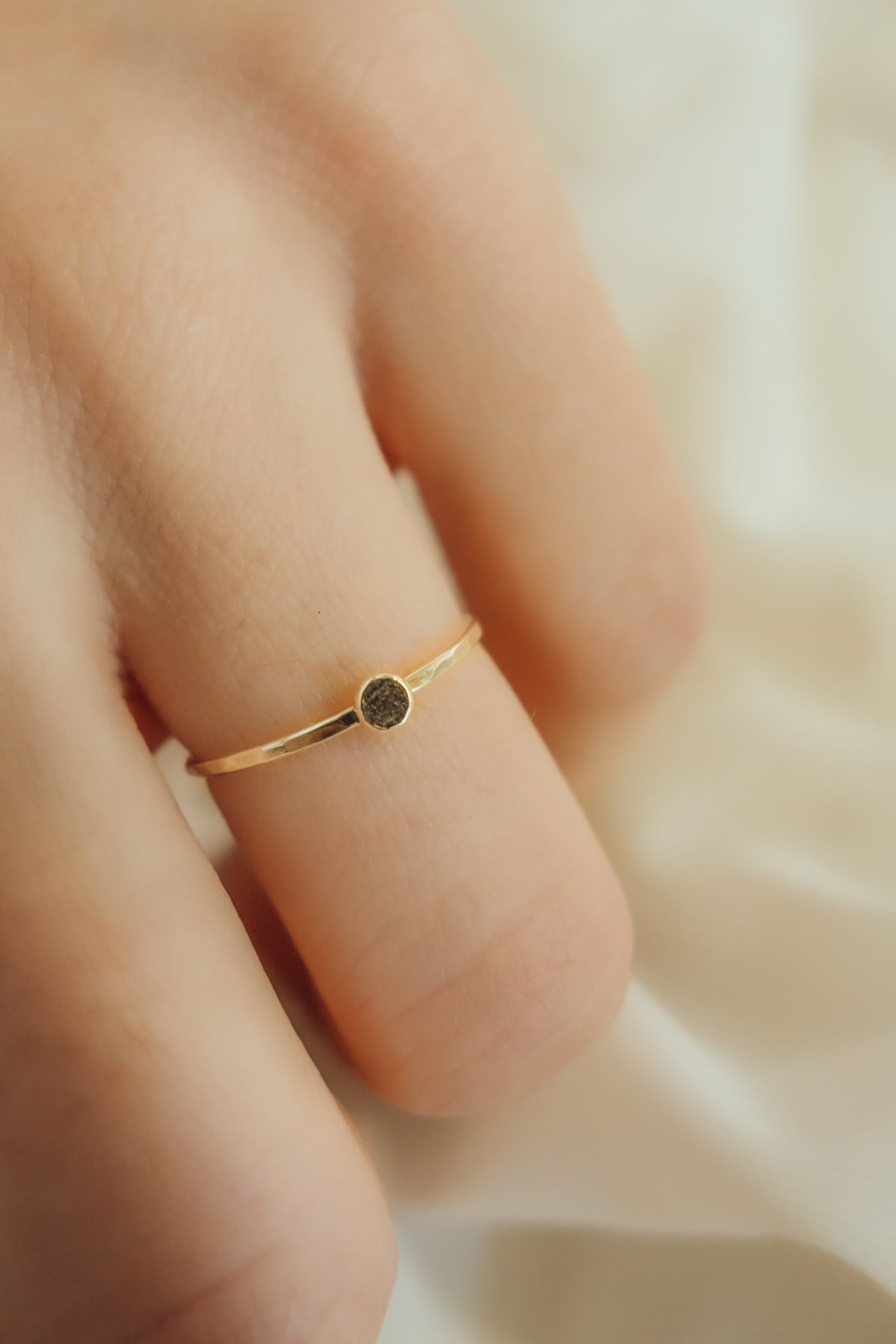 Small Pebble Ring, Solid 14K Gold