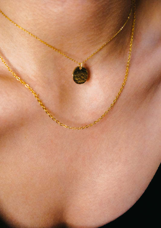 Choker with Textured Pendant Layering Set in Gold Fill
