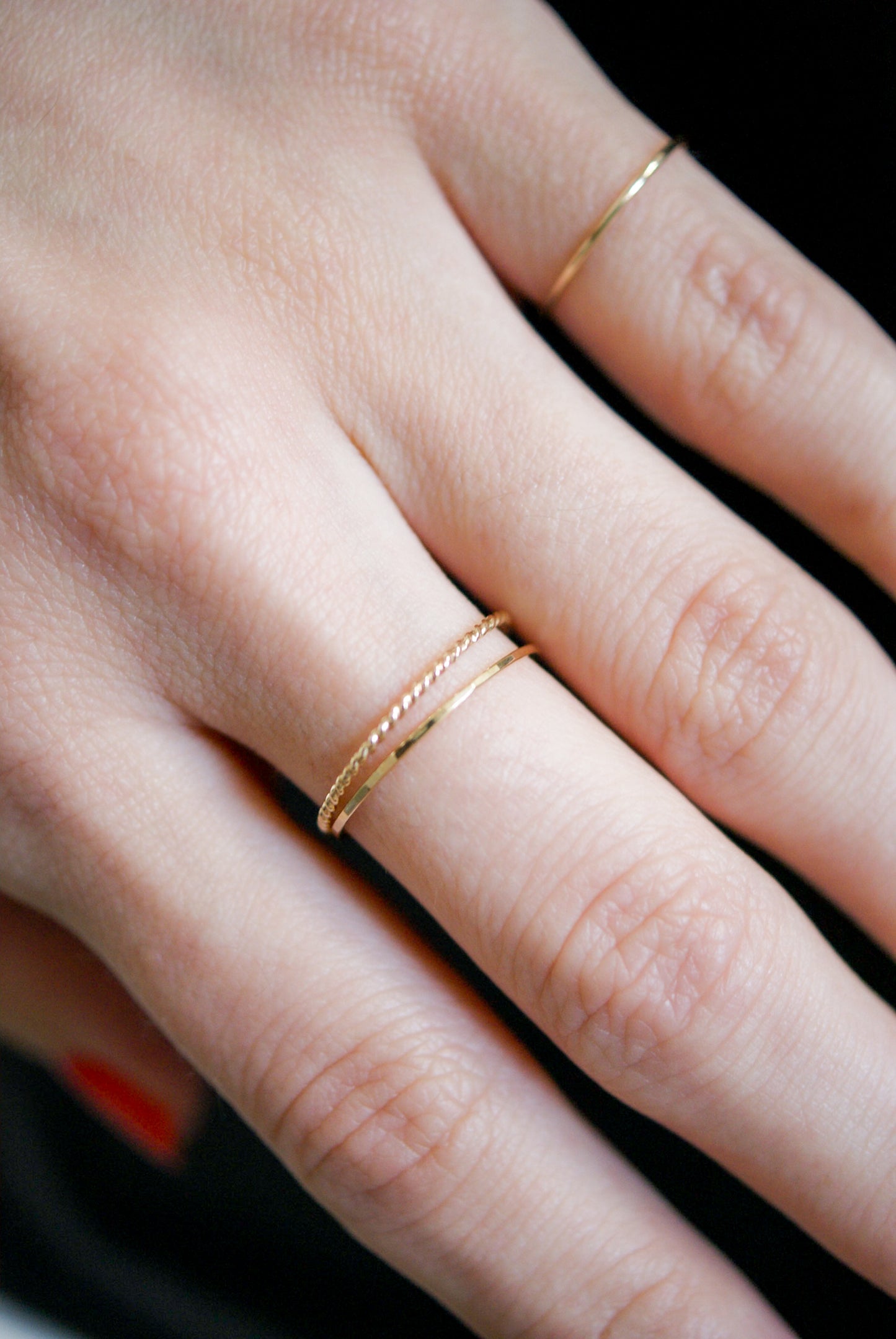 Twist Set of 3 Stacking Rings, 14K Gold Fill