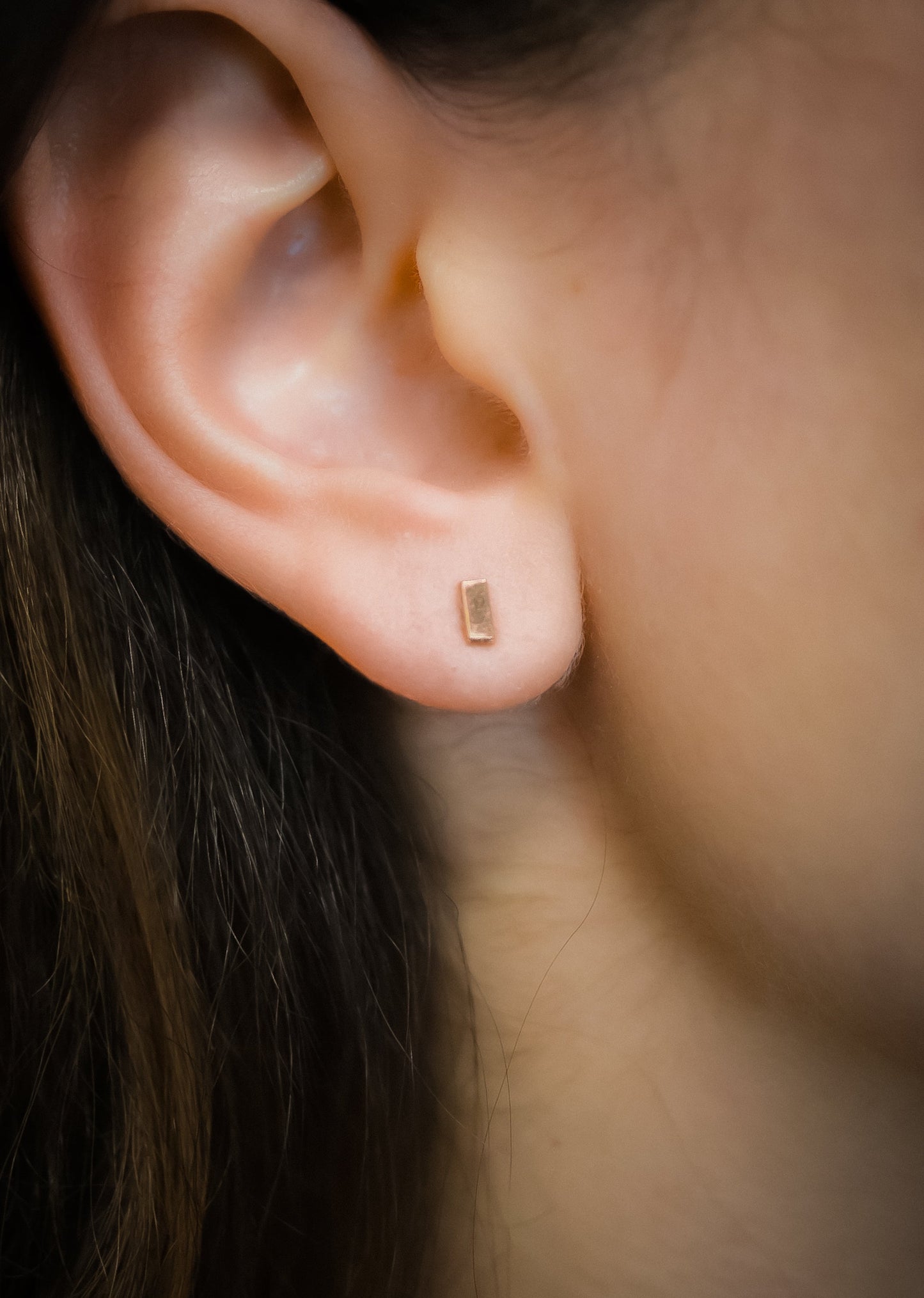 Mini Mirror Stud Earrings in Solid Gold