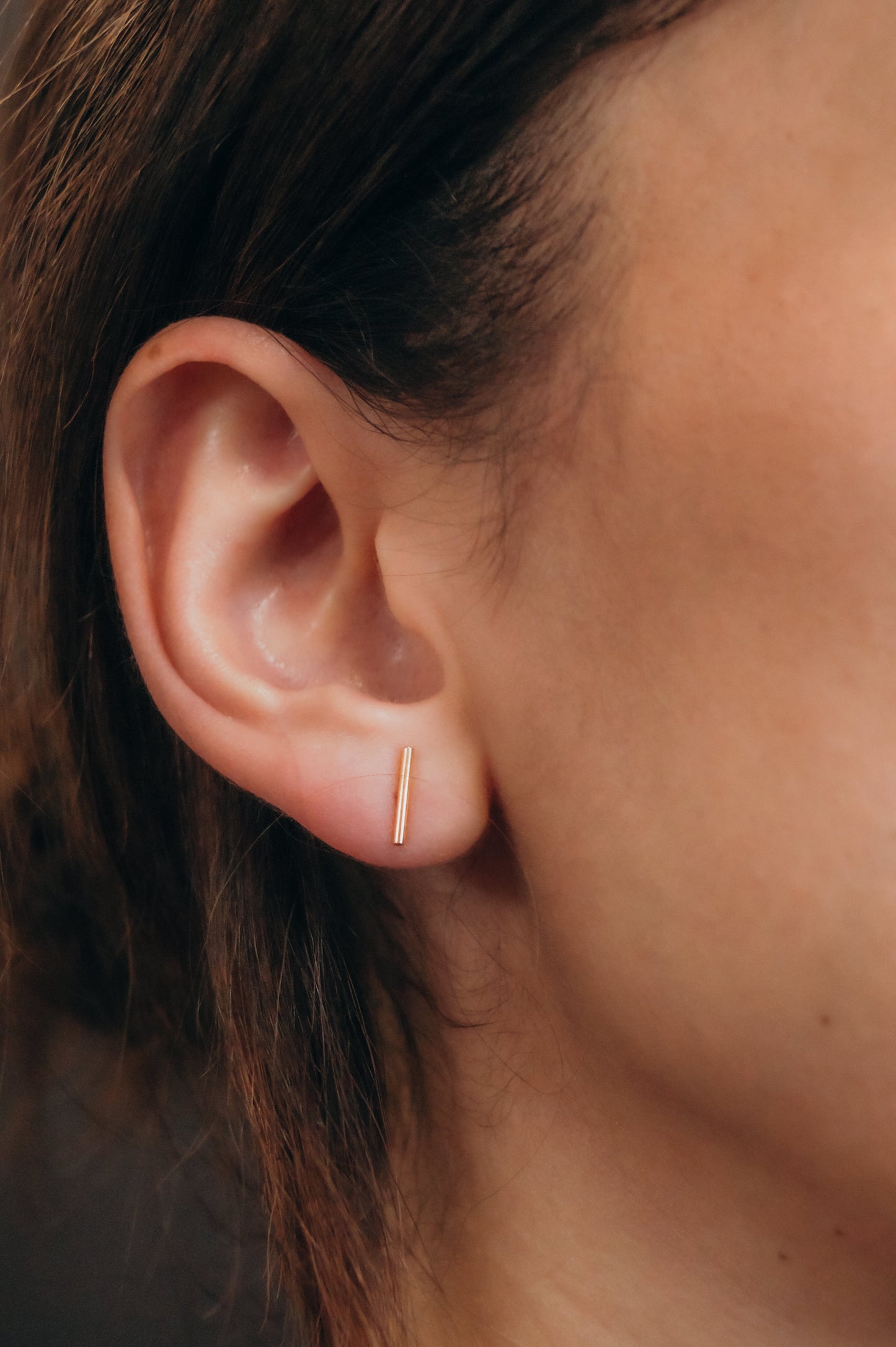Mini Bar Stud Earrings in Solid Gold or Rose Gold