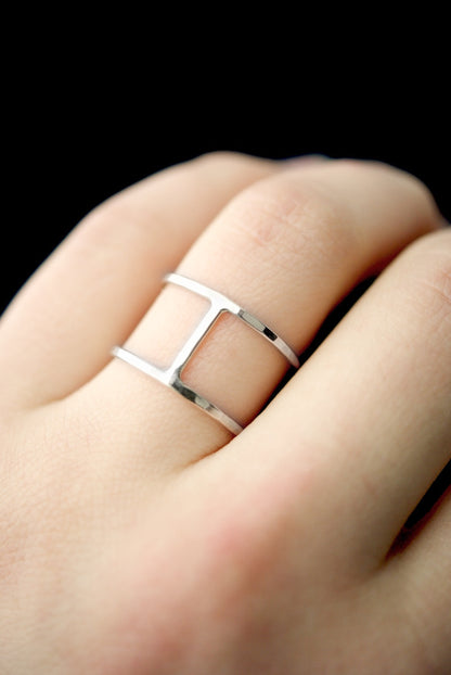 Large Cage Ring, Sterling Silver