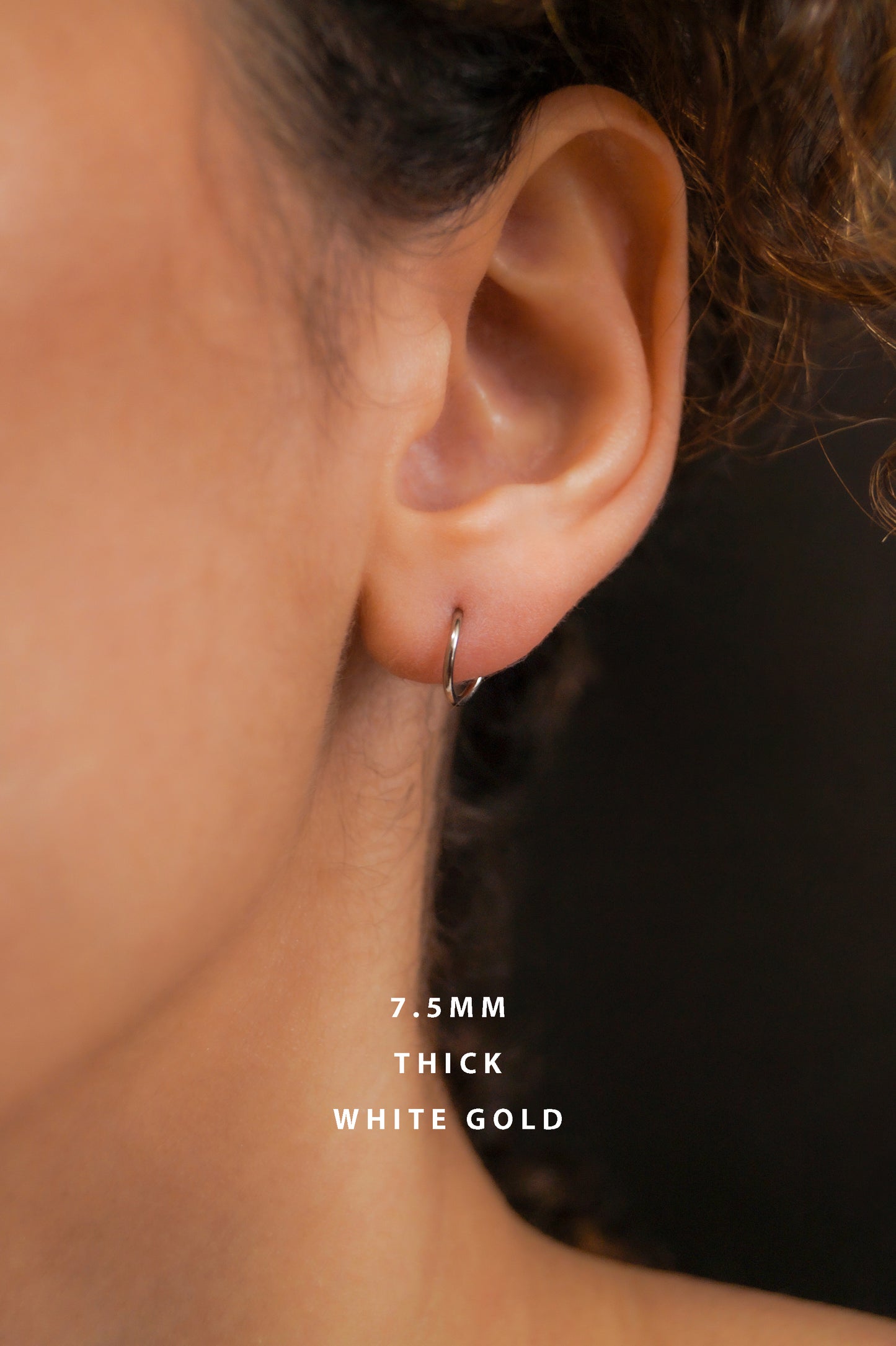 Huggie Hoop Earring in Solid 14K White Gold