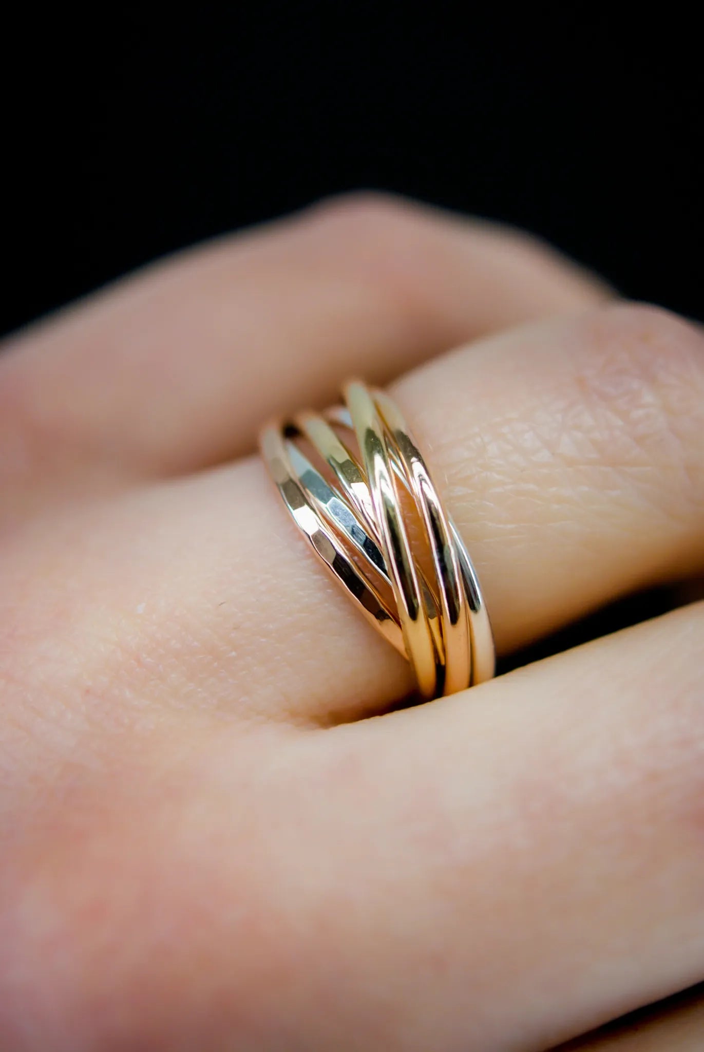 Thin Interlocking Set of 6 Rings, Mixed Metals
