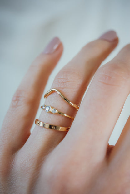 Teardrop & Dot Set of 2 Stacking Rings in Gold Fill, Rose Gold Fill or Sterling Silver