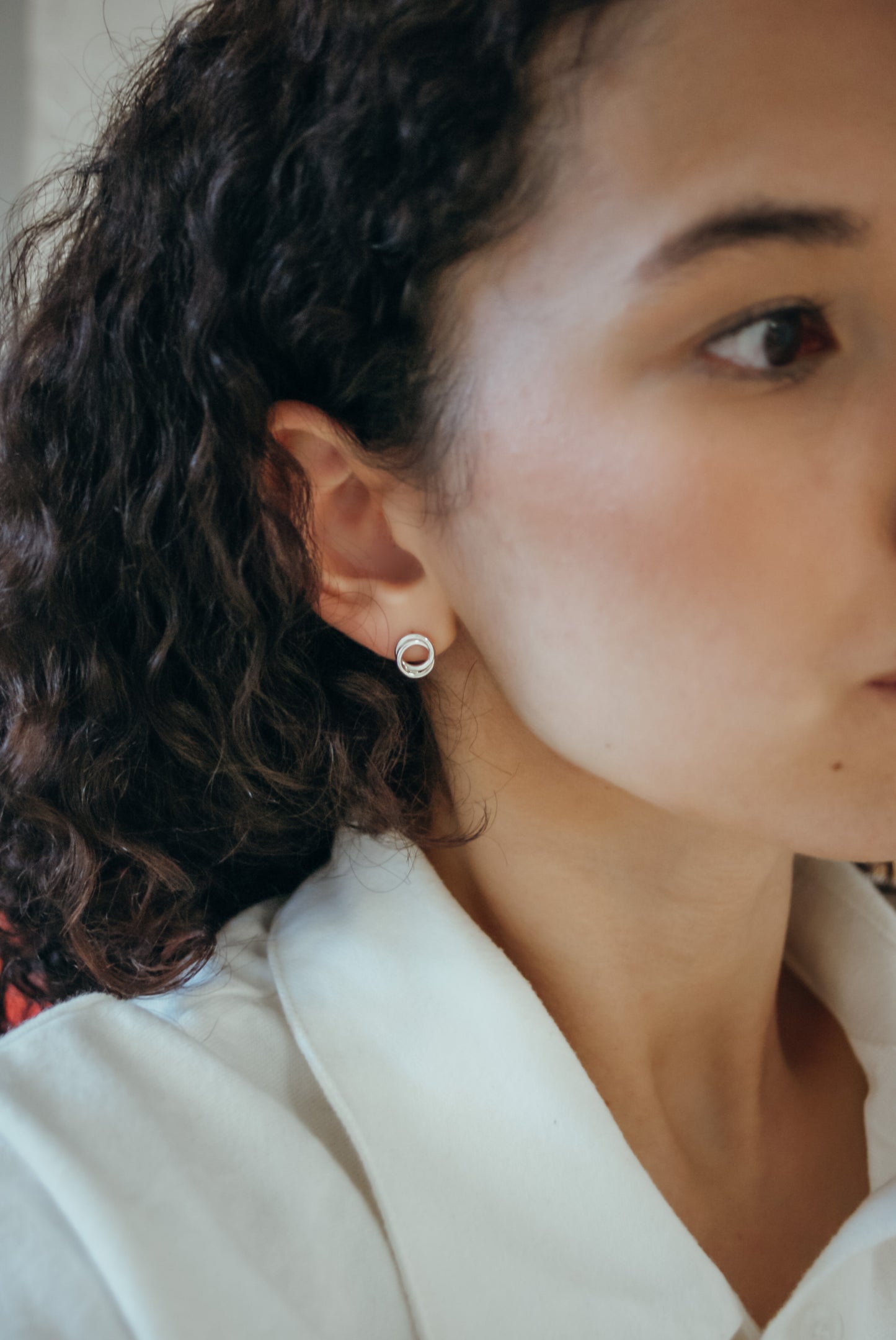 Interlocking Stud Earrings, Gold Fill, Rose Gold Fill or Sterling Silver
