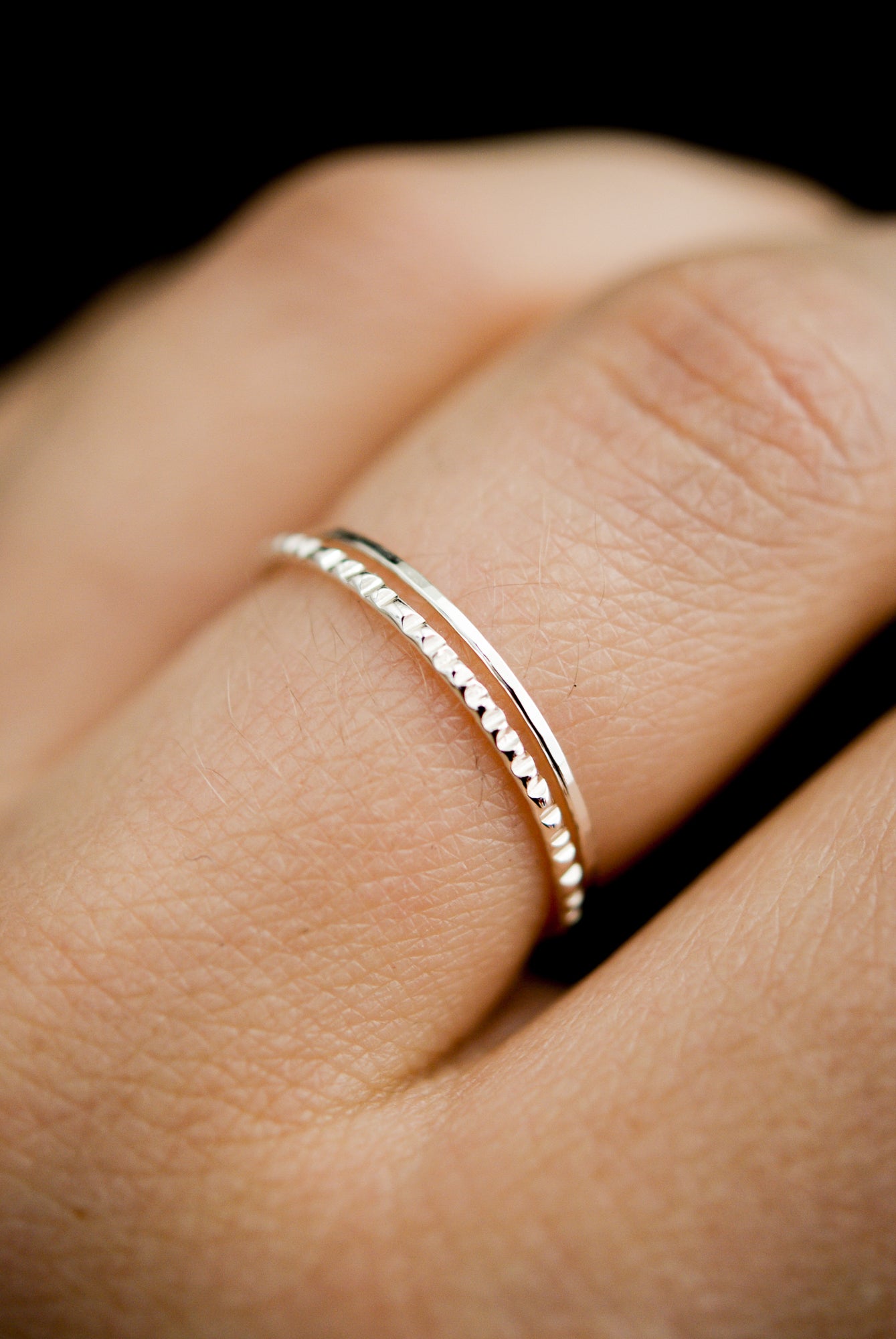 Thin Lined Set Of 2 Stacking Rings, Gold Fill, Rose Gold Fill or Sterling Silver