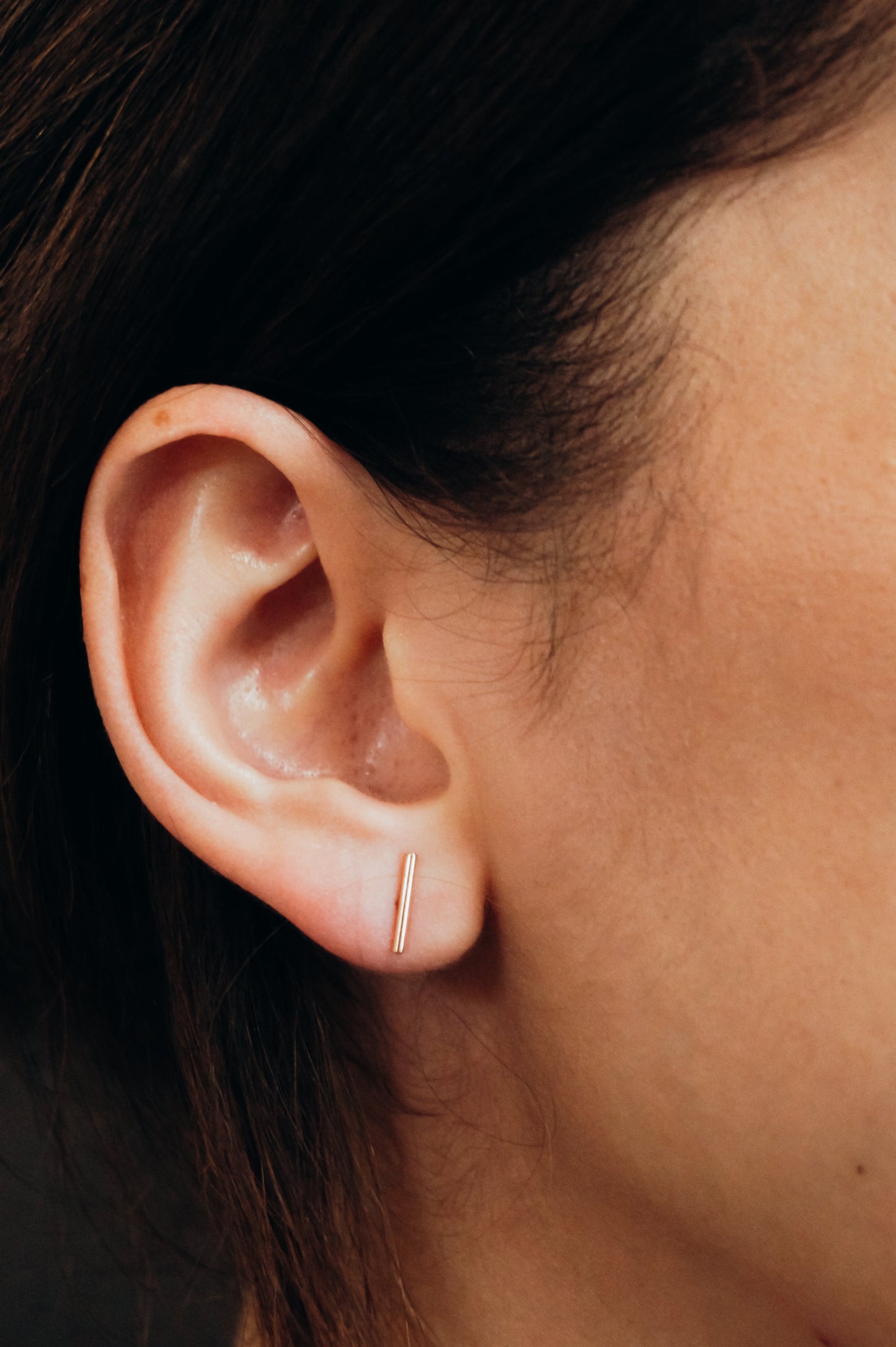 Mini Bar Stud Earrings in Solid Gold or Rose Gold