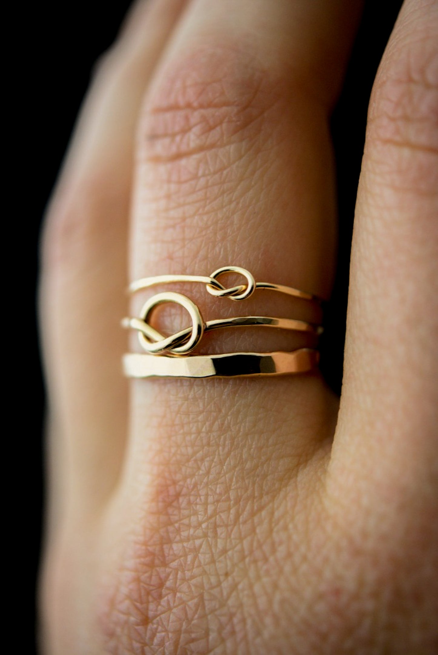 Thick Knot Set of 3 Stacking Rings, Gold Fill, Rose Gold Fill or Sterling Silver