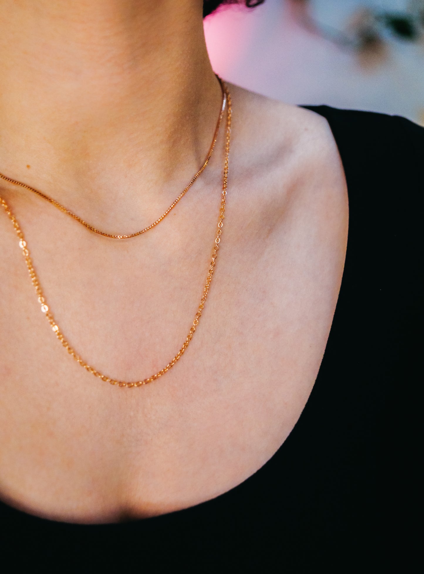 Mid-Length Textured Layering Set in Gold Fill, Rose Gold Fill, or Sterling Silver