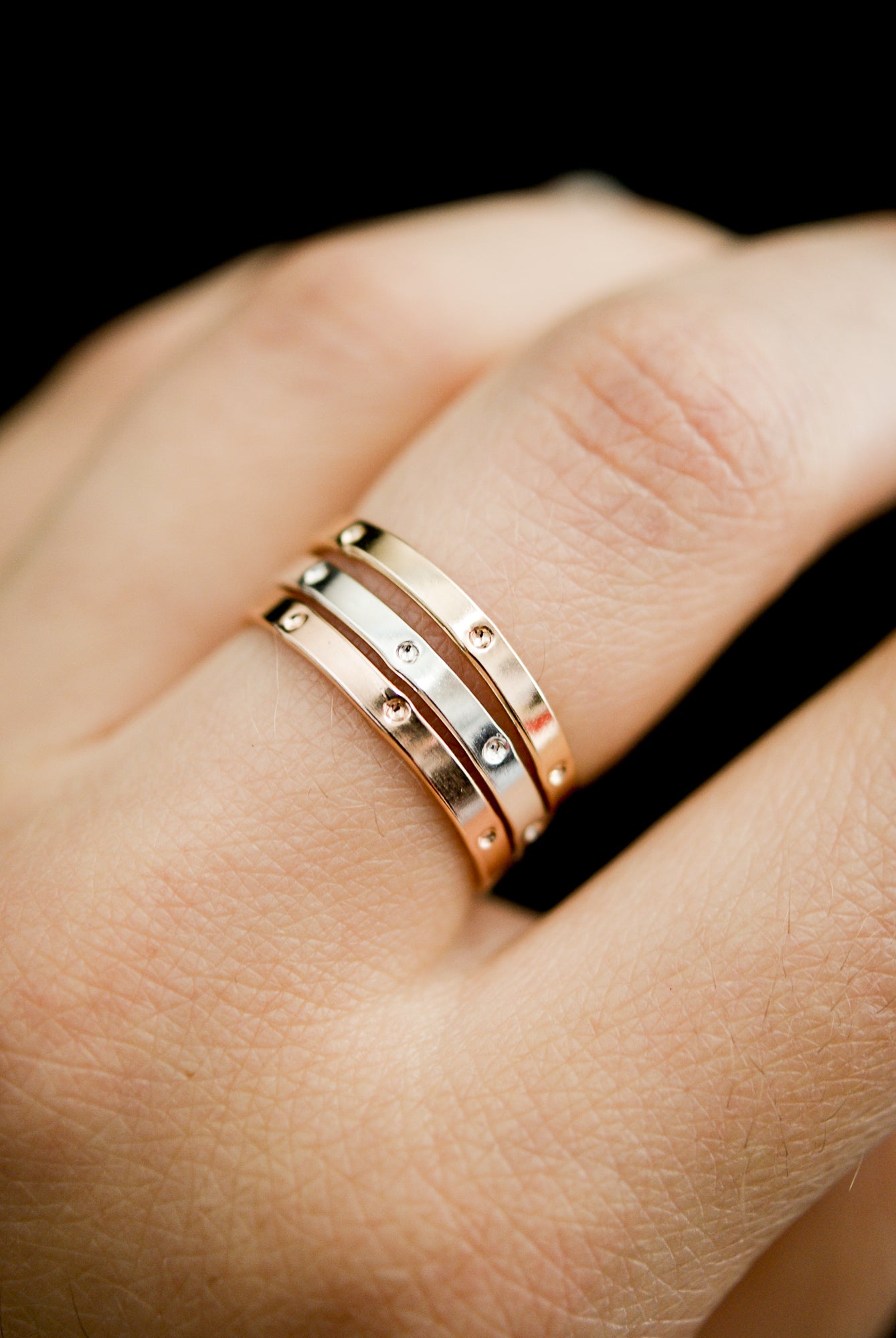 Dotted Mirror Band, 14K Rose Gold Fill