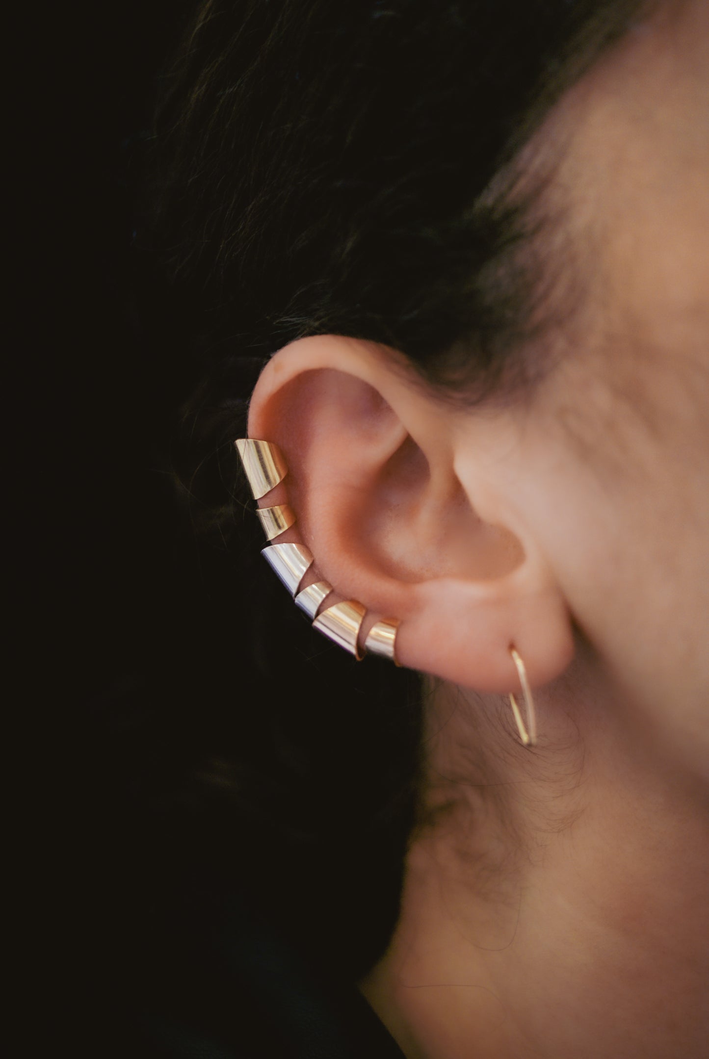 Shield Ear Cuff, Gold Fill, Rose Gold Fill, or Sterling Silver