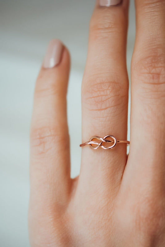 Infinity Knot Ring, Solid 14K Rose Gold