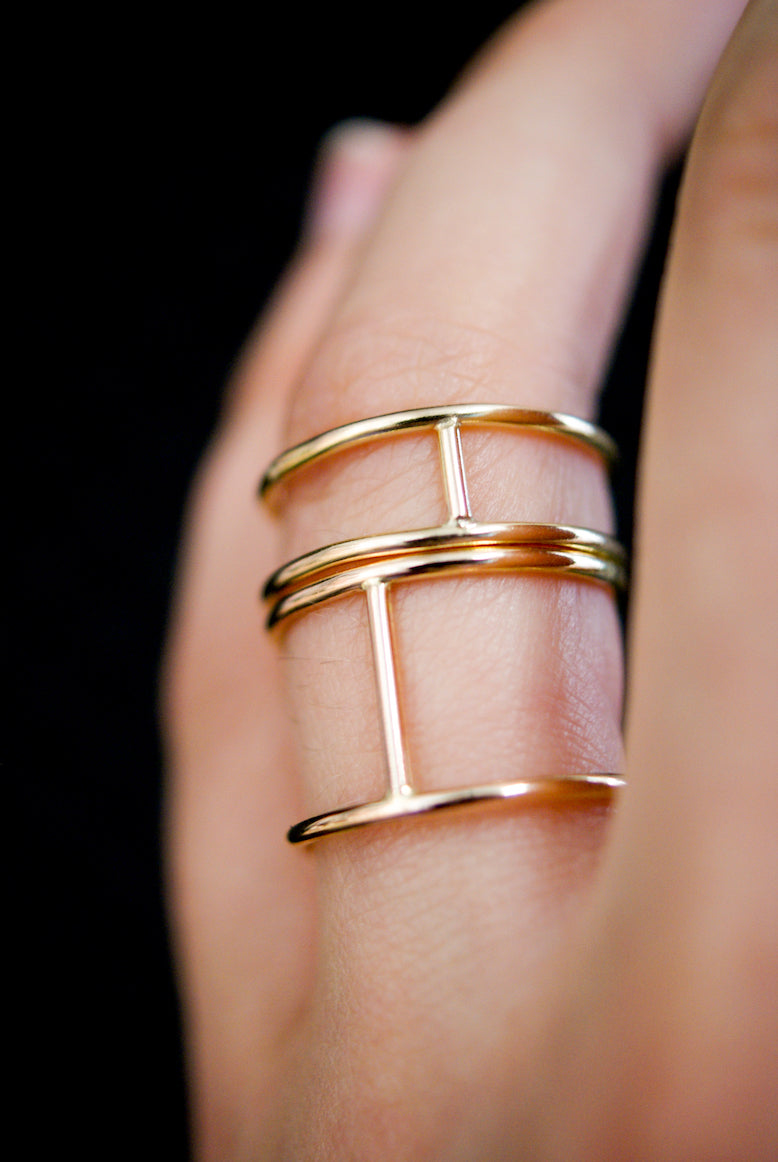 Large Cage Ring, 14K Gold Fill