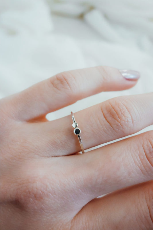 Double Pebble Ring, Sterling Silver