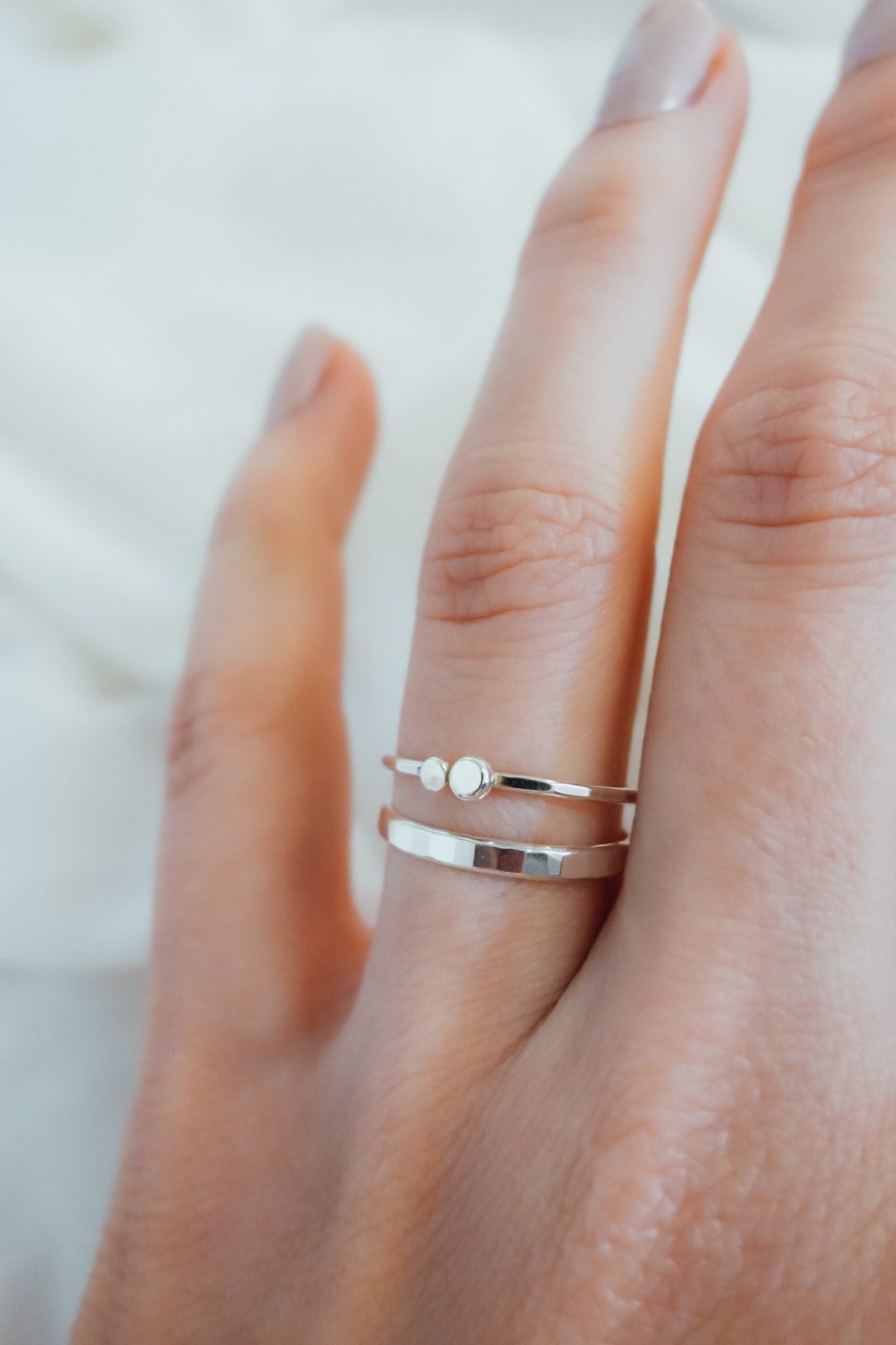 Double Pebble Ring, Sterling Silver