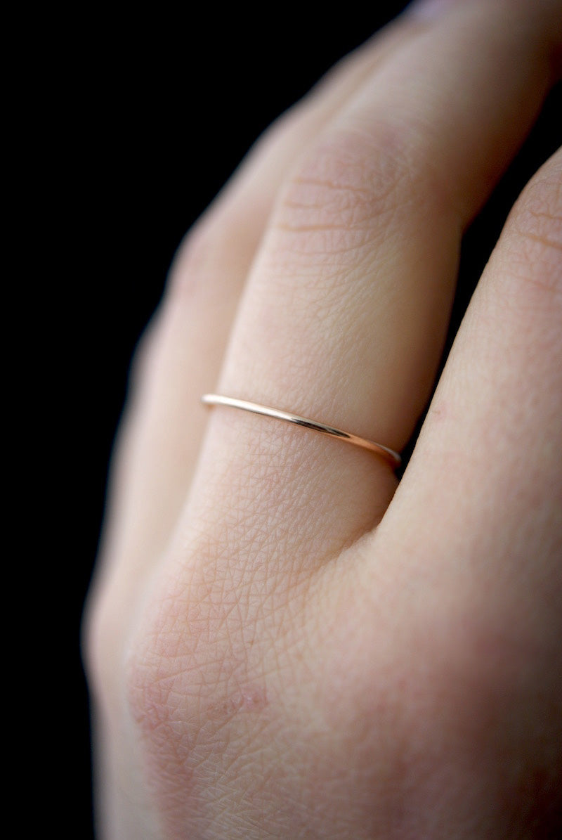 Medium Thick Ring, Solid 14K Rose Gold