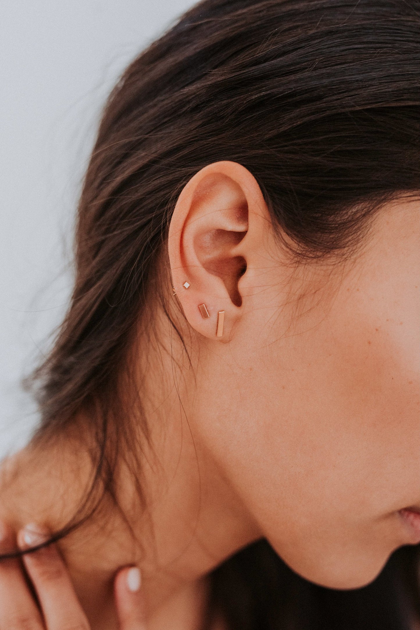 Mini Mirror Stud Earrings in Solid Gold