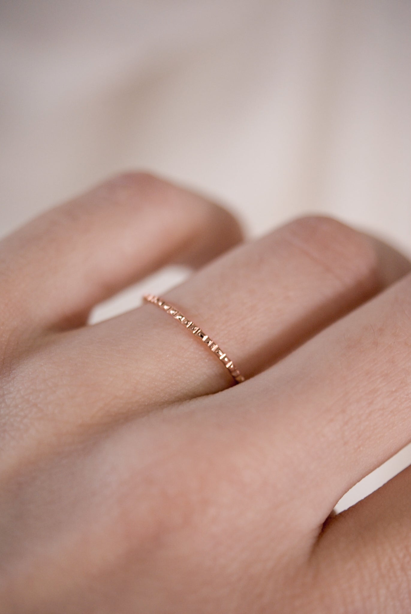 Lined Ring, Solid 14K Rose Gold