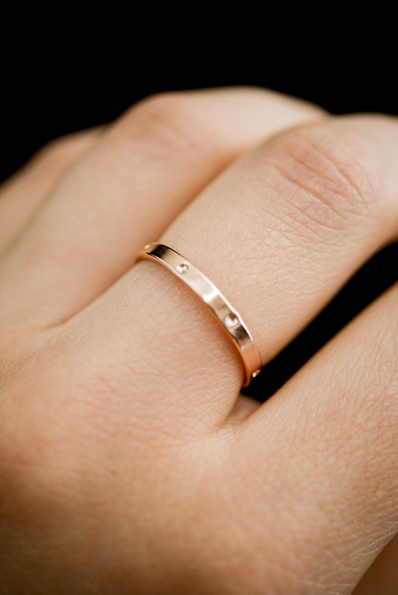 Dotted Mirror Band, 14K Rose Gold Fill