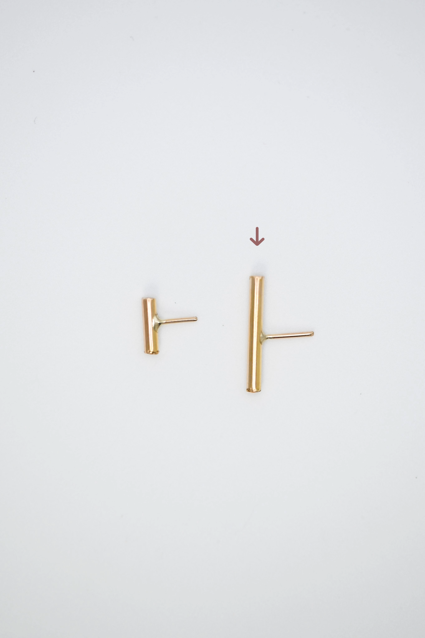 Mini Bar Flat Back Stud Earring, Solid Gold or Rose Gold