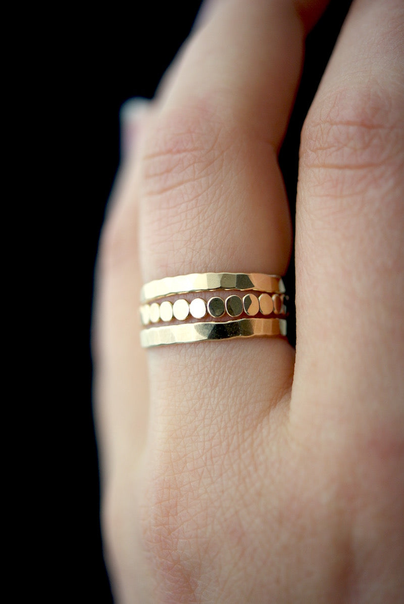 The Everyday Bead Set of 3 Stacking Rings, Gold Fill, Rose Gold Fill or Sterling Silver