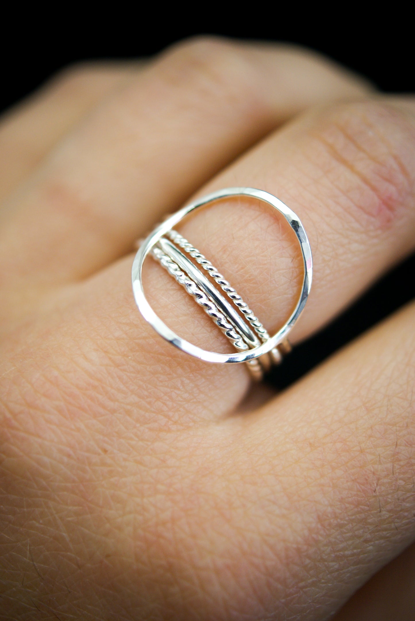 Circle Set of 4 Stacking Rings, Gold Fill, Rose Gold Fill or Sterling Silver