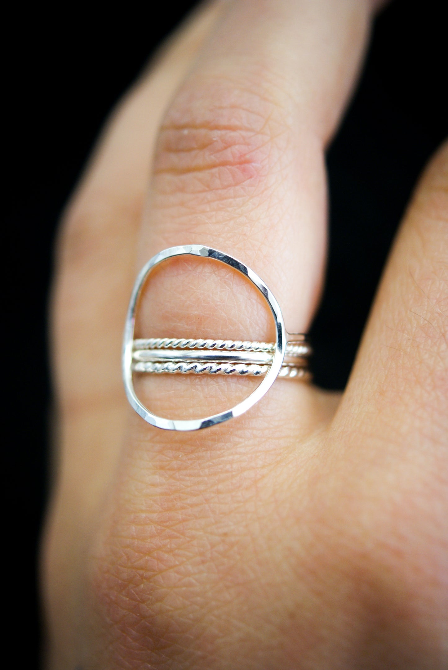 Circle Set of 4 Stacking Rings, Gold Fill, Rose Gold Fill or Sterling Silver