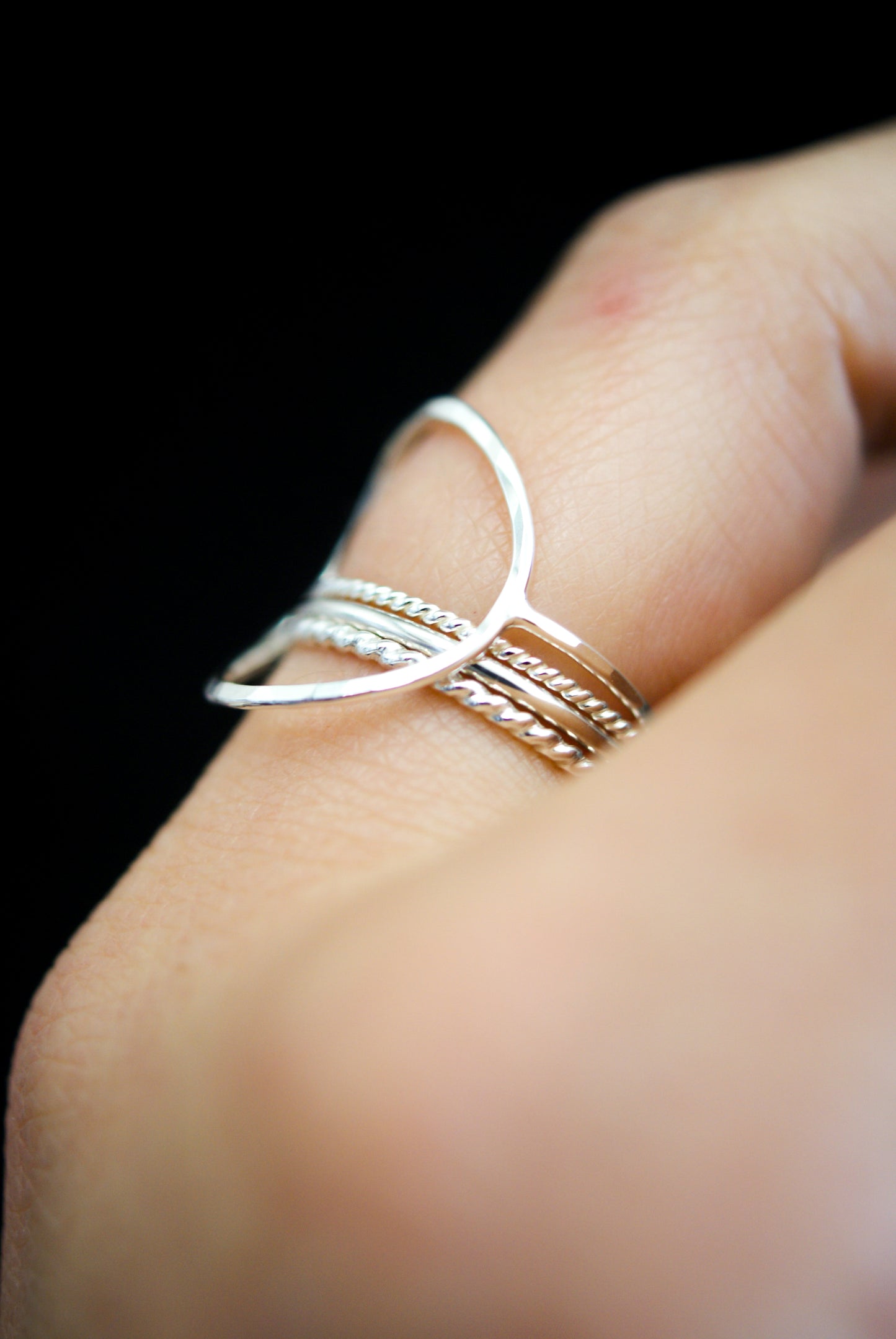 Circle Set of 4 Stacking Rings, Gold Fill, Rose Gold Fill or Sterling Silver