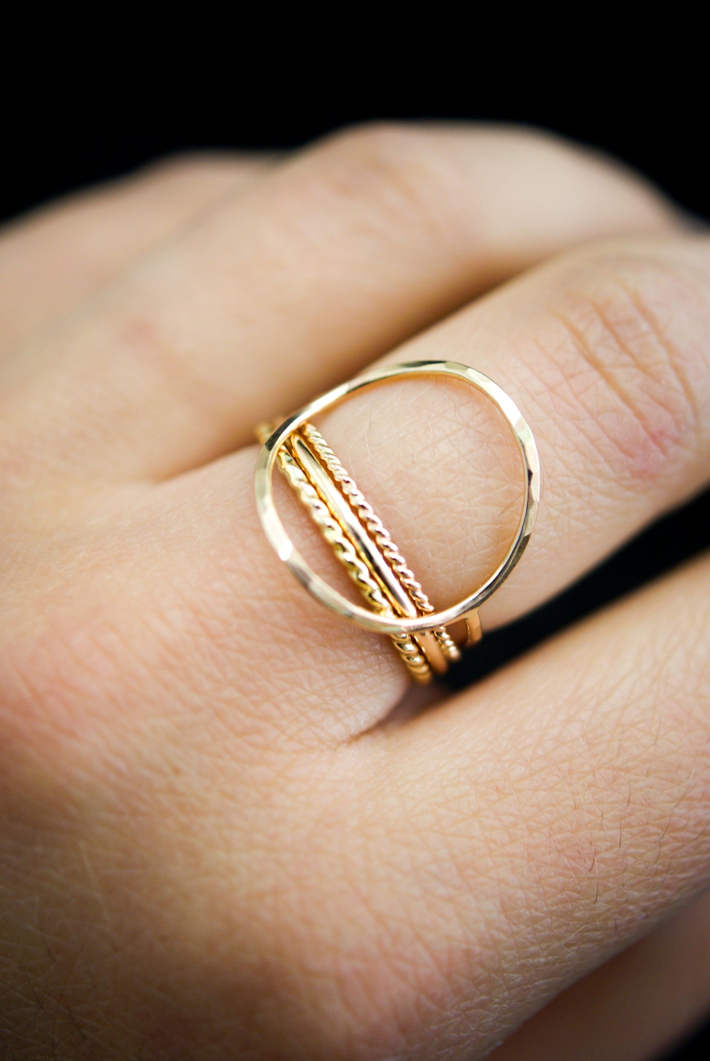 Circle Set of 4 Stacking Rings, Gold Fill, Rose Gold Fill or Sterling Silver