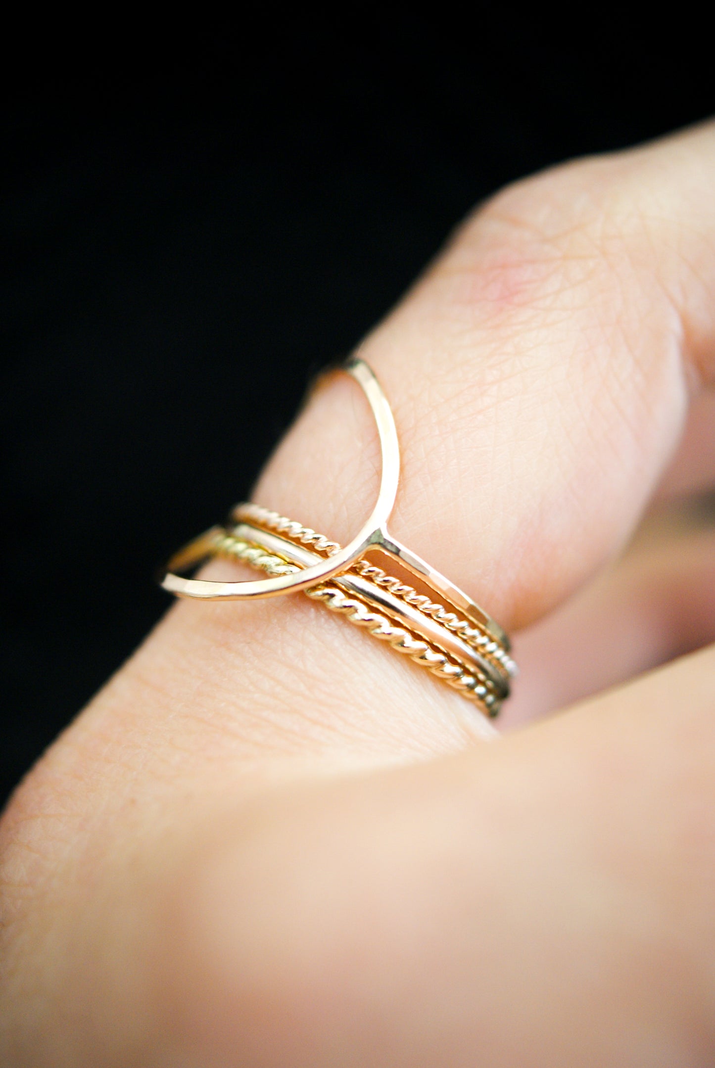 Circle Set of 4 Stacking Rings, Gold Fill, Rose Gold Fill or Sterling Silver