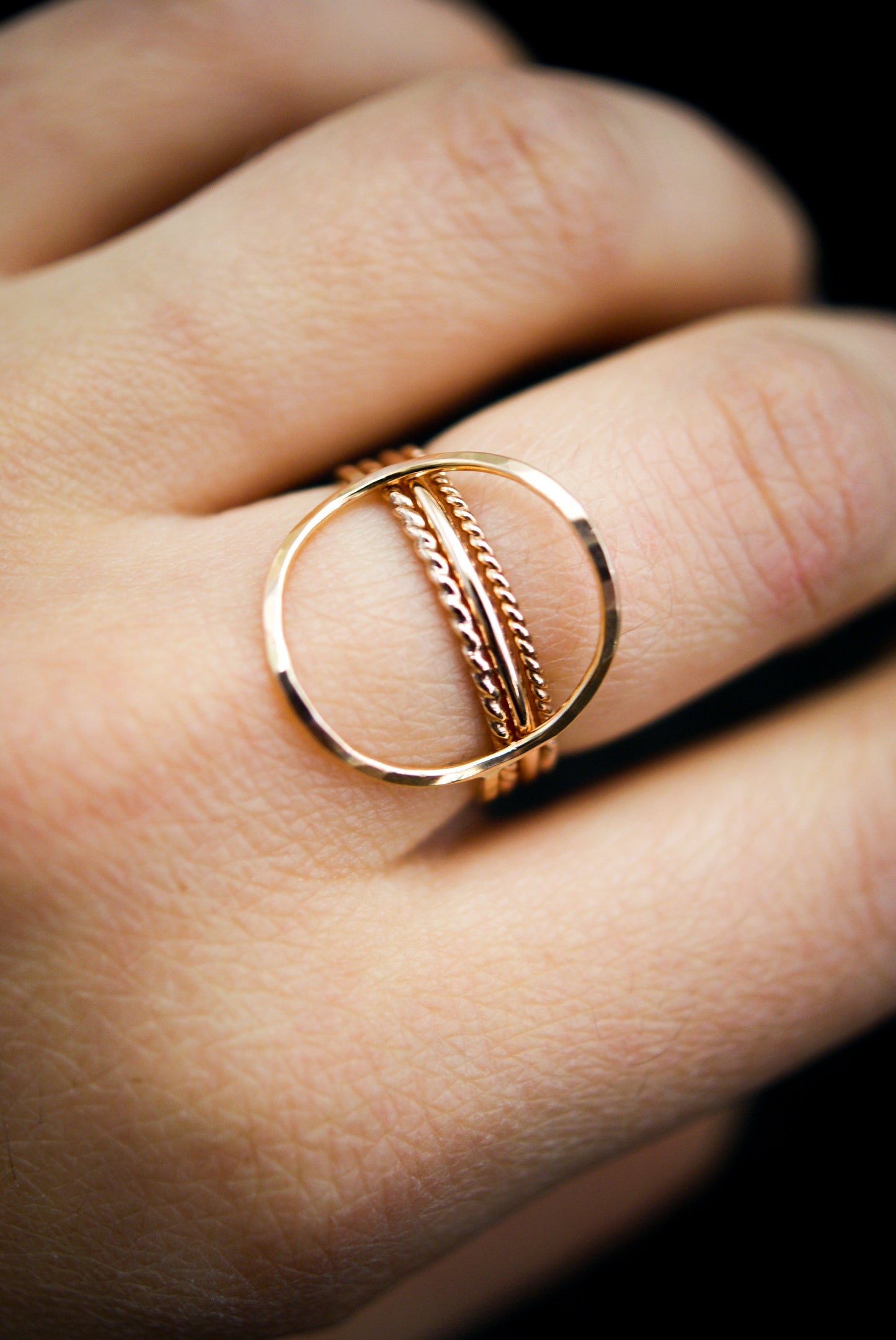 Circle Set of 4 Stacking Rings, Gold Fill, Rose Gold Fill or Sterling Silver