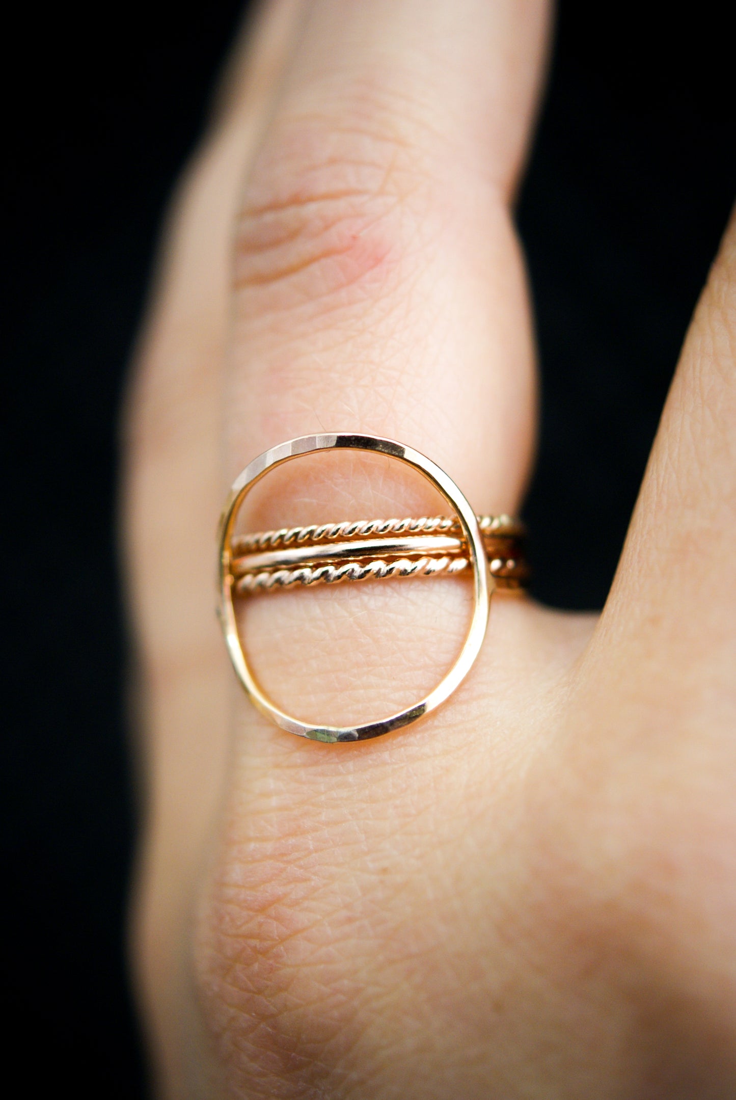 Circle Set of 4 Stacking Rings, Gold Fill, Rose Gold Fill or Sterling Silver
