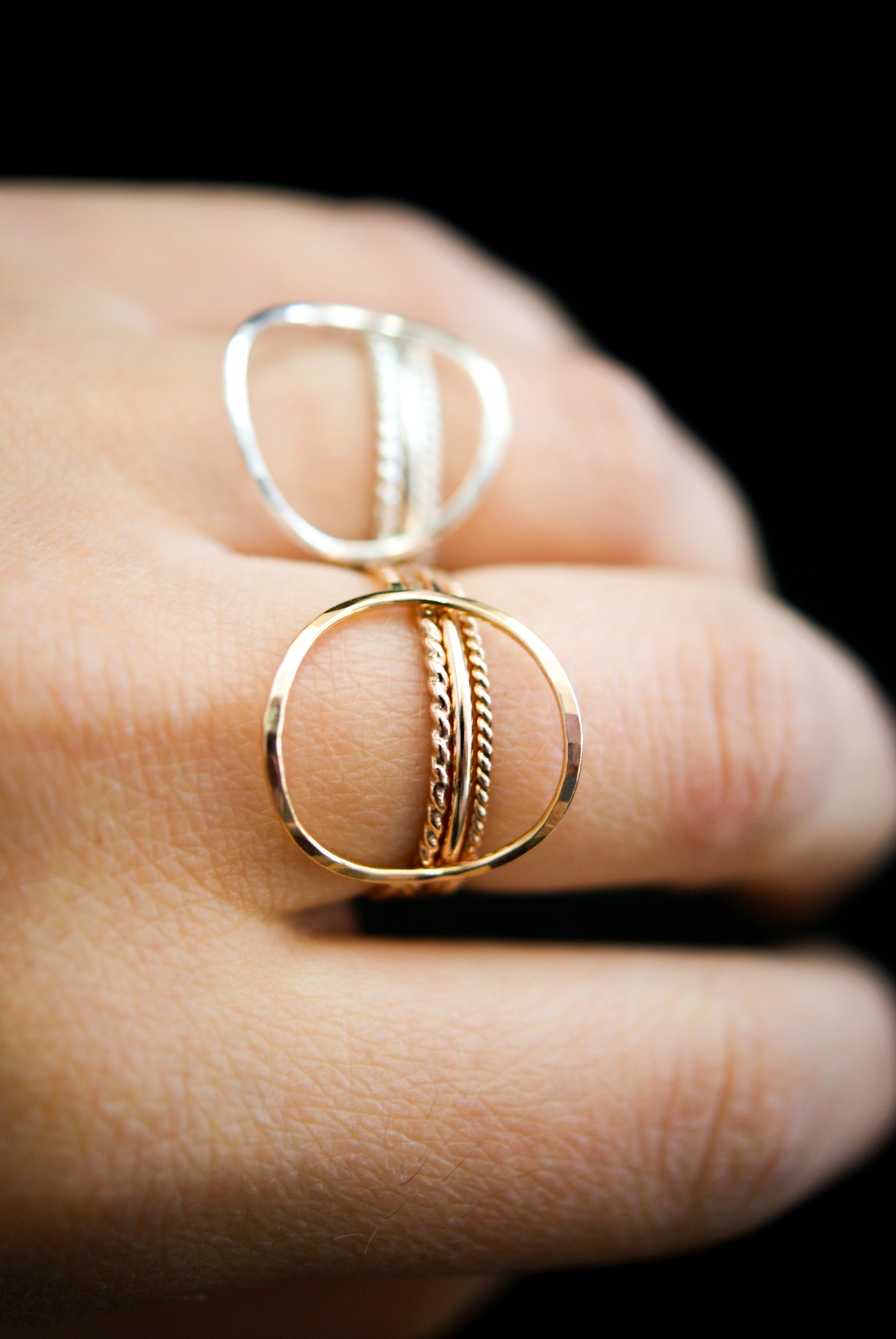Circle Set of 4 Stacking Rings, Gold Fill, Rose Gold Fill or Sterling Silver