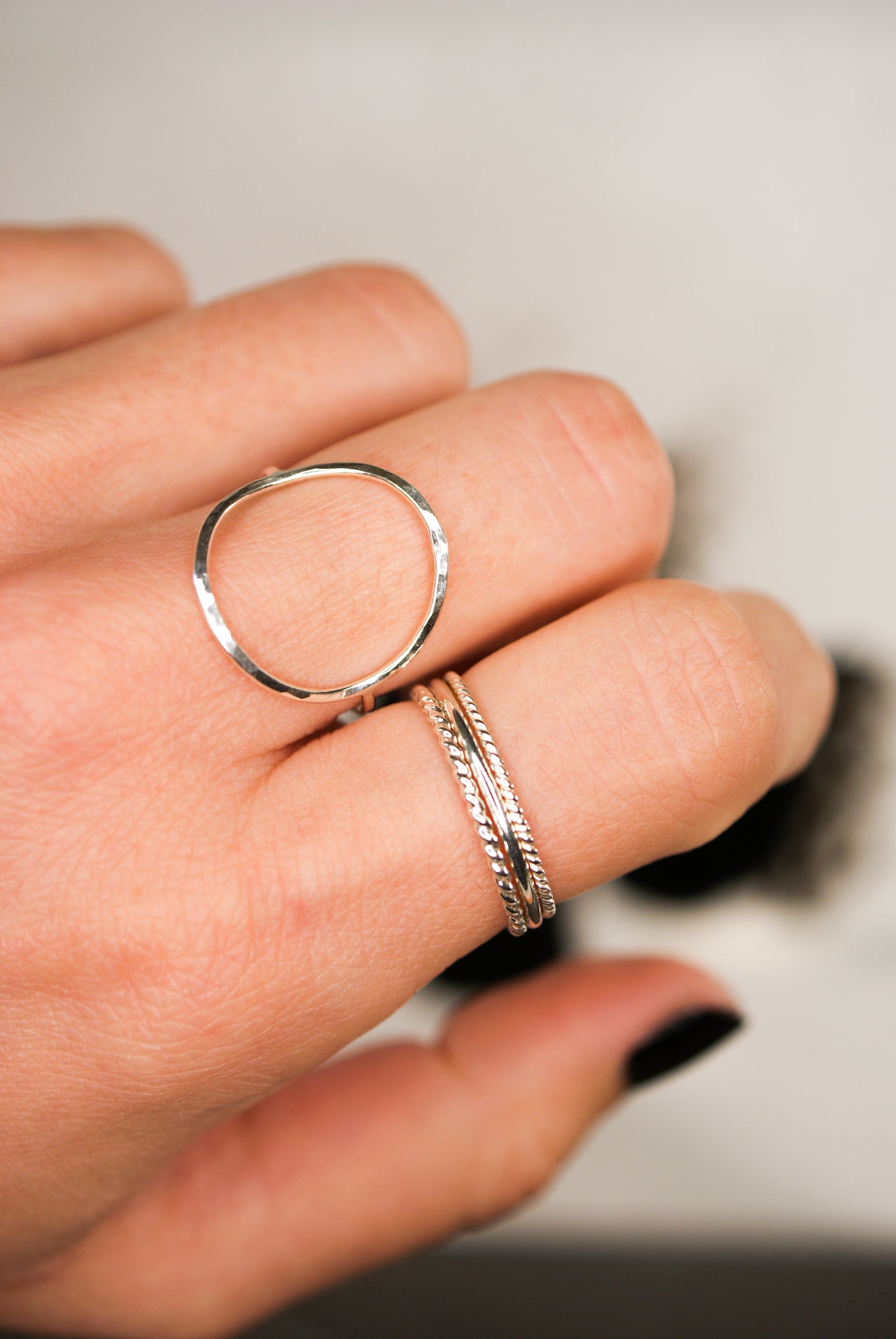 Circle Set of 4 Stacking Rings, Gold Fill, Rose Gold Fill or Sterling Silver