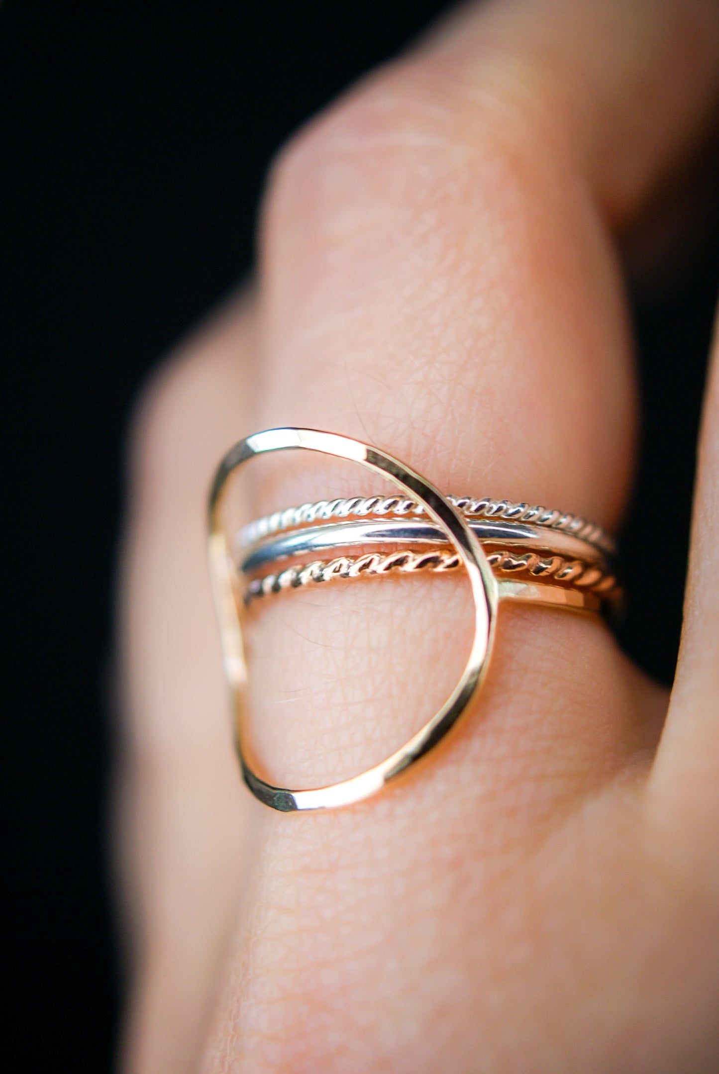 Circle Set of 4 Stacking Rings, Gold Fill, Rose Gold Fill or Sterling Silver