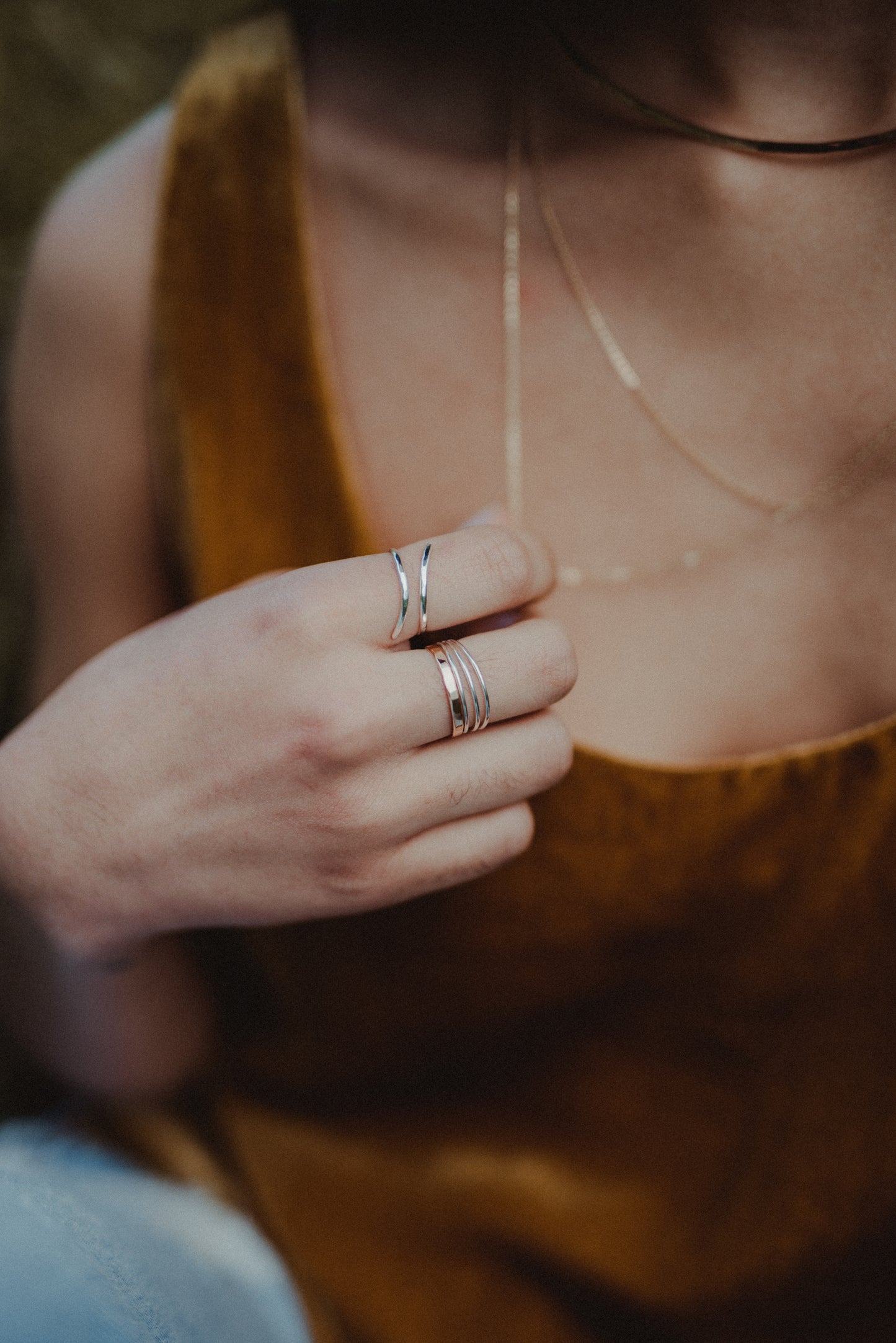Connected Set of 3 Rings, Sterling Silver