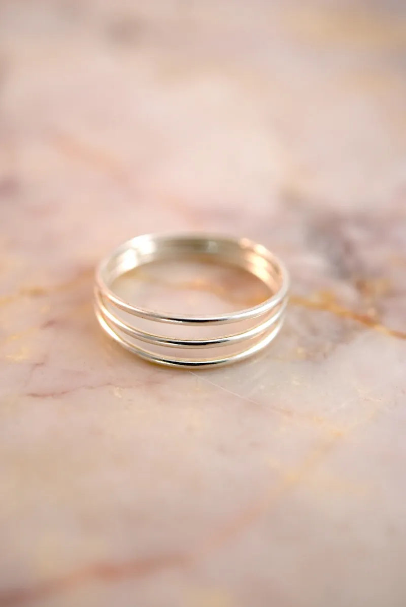 Connected Set of 3 Rings, Sterling Silver