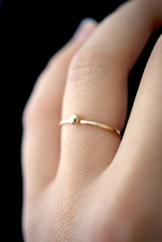 Dot Ring, Solid 14K Gold