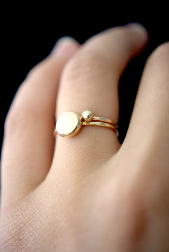 Dot Ring, Solid 14K Gold