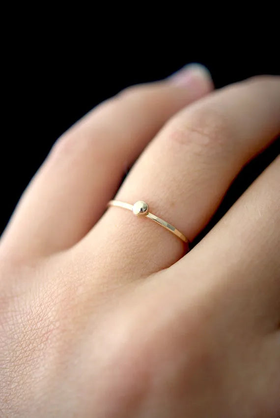 Dot Ring, Solid 14K Gold