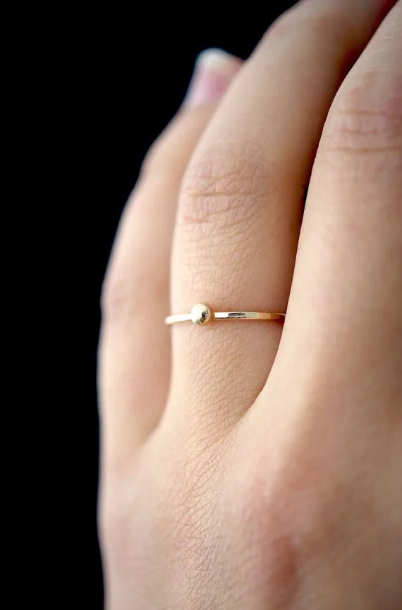 Dot Ring, Solid 14K Gold