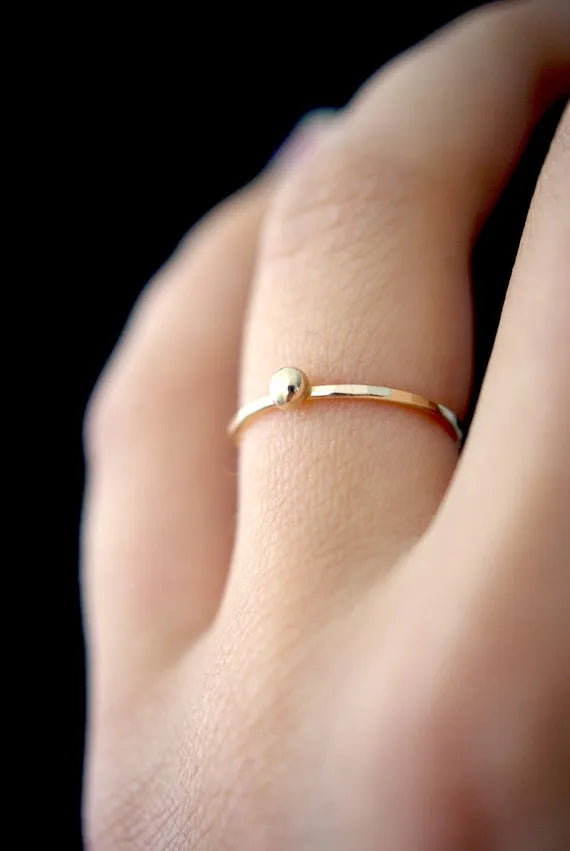 Dot Ring, Solid 14K Gold