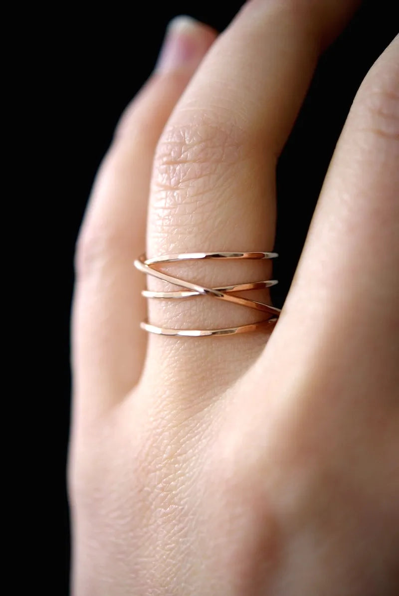 Large Wraparound Ring, 14K Rose Gold Fill