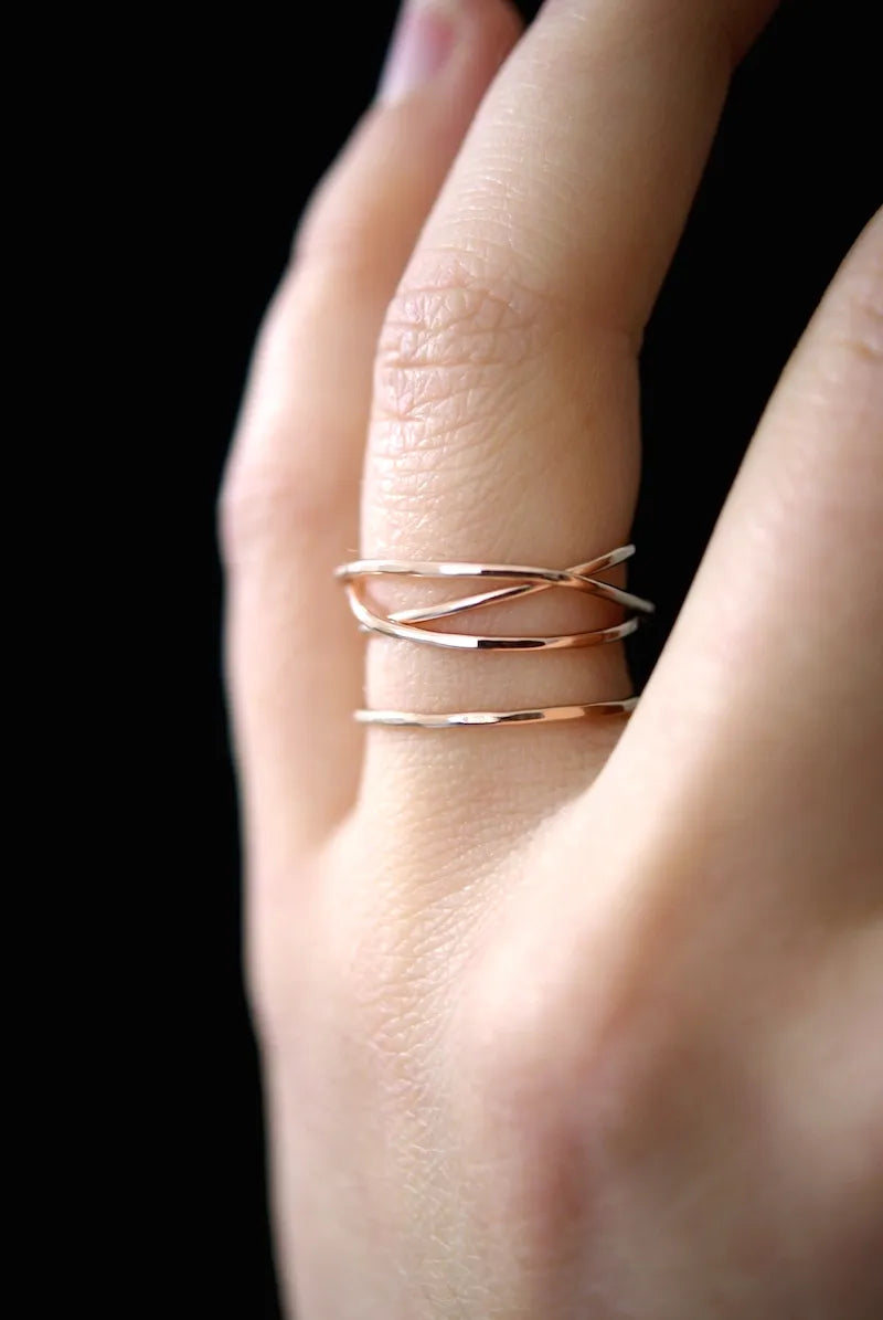 Large Wraparound Ring, Solid 14K Rose Gold