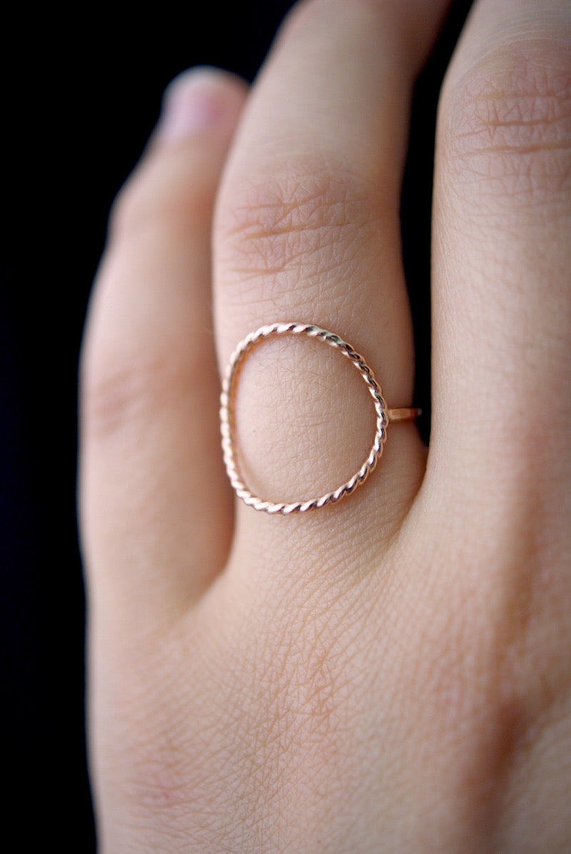 Twist Circle Ring, 14K Rose Gold Fill