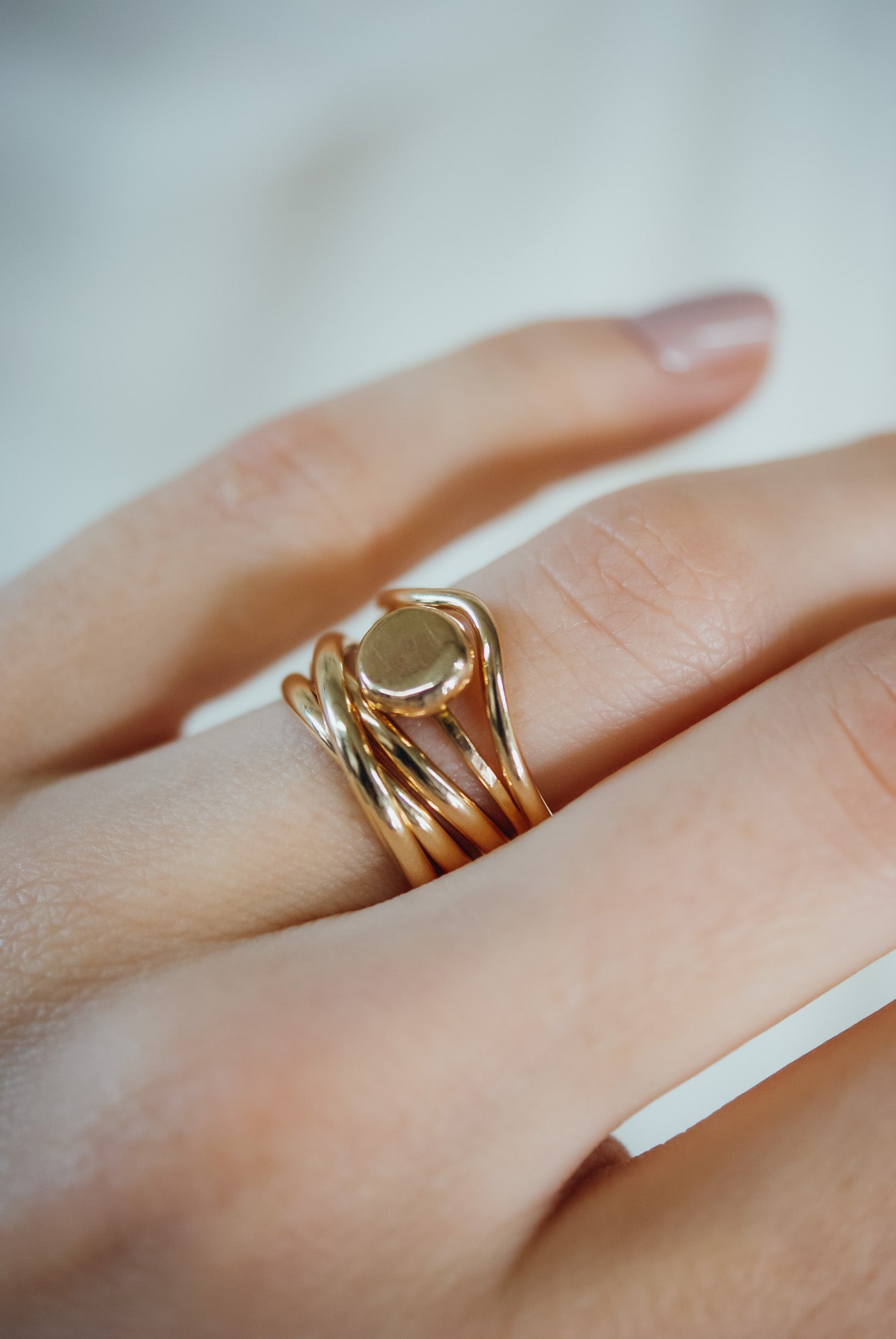 Overlap Teardrop Set of 3 Stacking Rings in Solid 14K Gold, Rose Gold or Sterling Silver